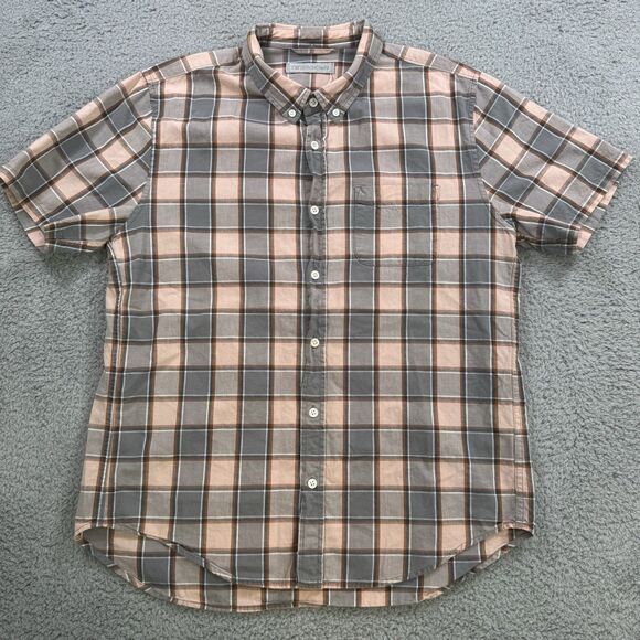 Outerknown‎ Shirt Mens L Check Sleeve Button Up Organic Cotton Casual - Picture 1 of 8